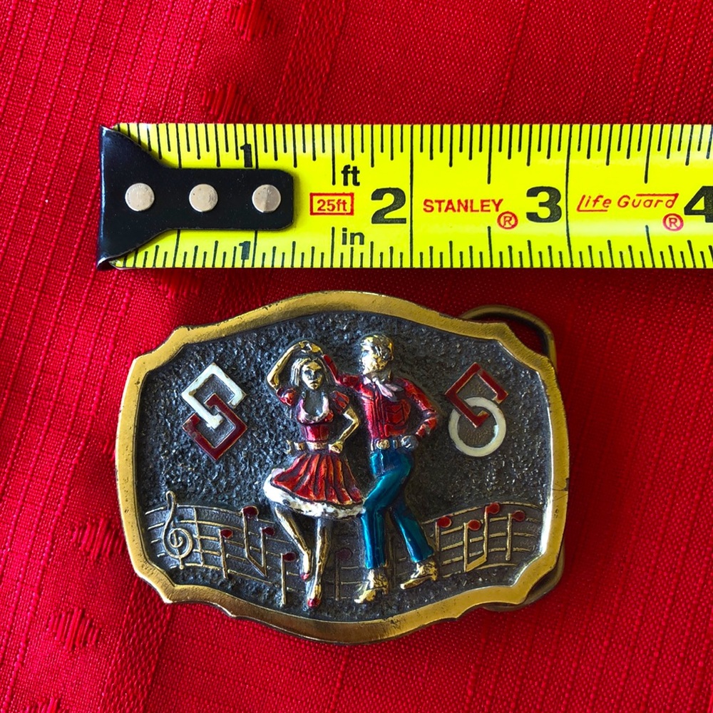 Vintage 1984: Square Dance Belt Buckle with 🎶 - Picture 3 of 4